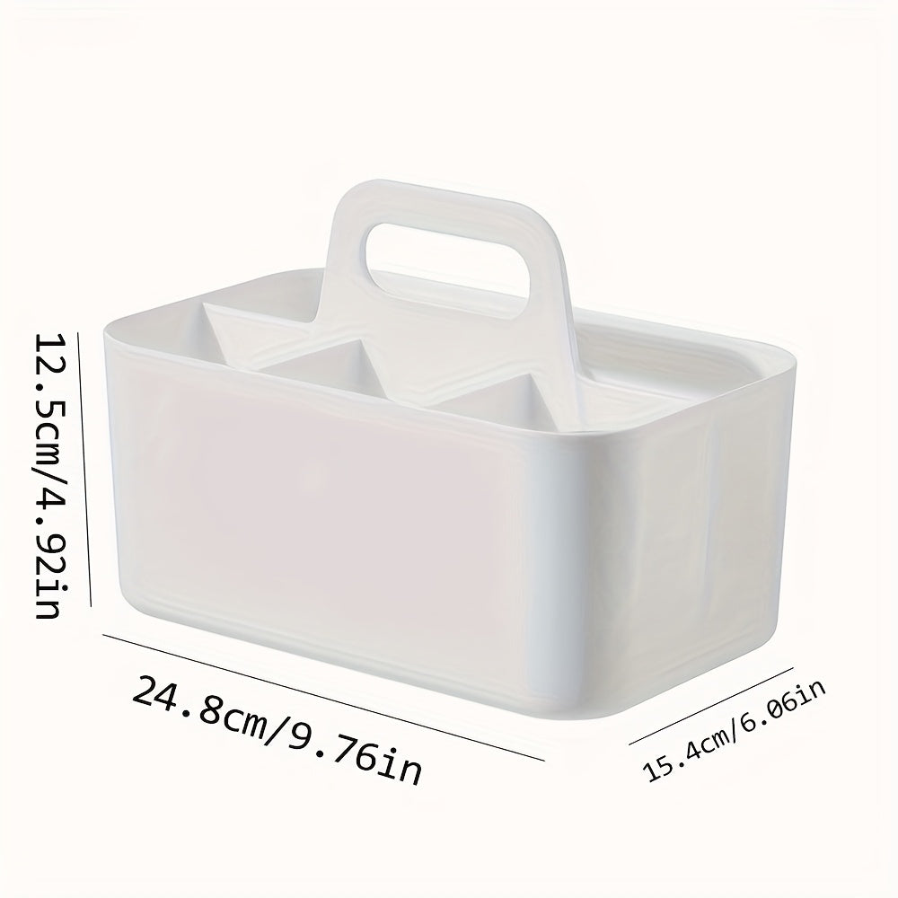 1pc Large Capacity PP Material Portable Storage Box with Multi-Compartment, Sturdy Handle - Organizer for Markers, Pens, Stationery, Office Supplies, Art Supplies Storage|Multi-Compartment Organizer|Durable PP Material
