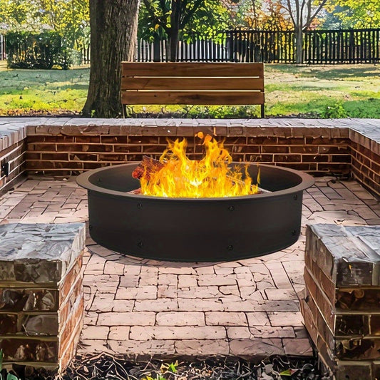 Heavy Duty Metal Fire Pit Ring - 42" Outer/37" Inner DIY Wood Burning Fire Pit for Garden, Yard, Patio, Camping - Rust-Resistant, Easy Installation, Smooth Edges, Perfect for Outdoor Gatherings