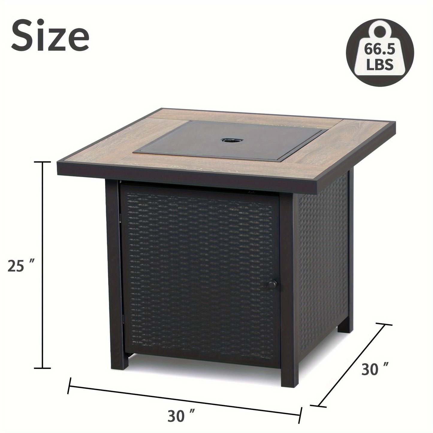 BALI OUTDOORS 50,000 BTU Heavy-Duty Propane Gas Fire Pit Table - 30" Square Outdoor fireplace with Fire Glass, Powder-Coated Steel Construction, Extreme Heat, for Backyard, Patio, Garden - Converts to Dining Table with Lid, B