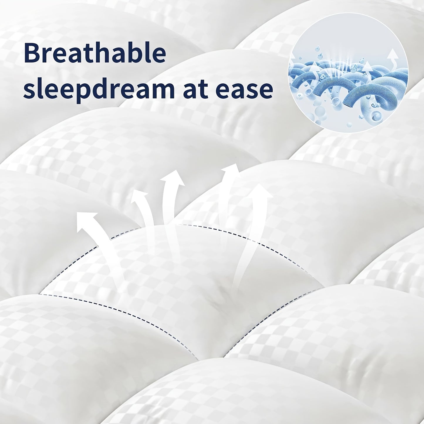 Extra Thick Mattress Pad Cover for Deep Sleep, Mattress Topper with 100%cotton,3D+7D Snow Down Alternative Fill Overfilled Plush Pillow Top Mattress with 8-21 Inch Deep Pocket-White