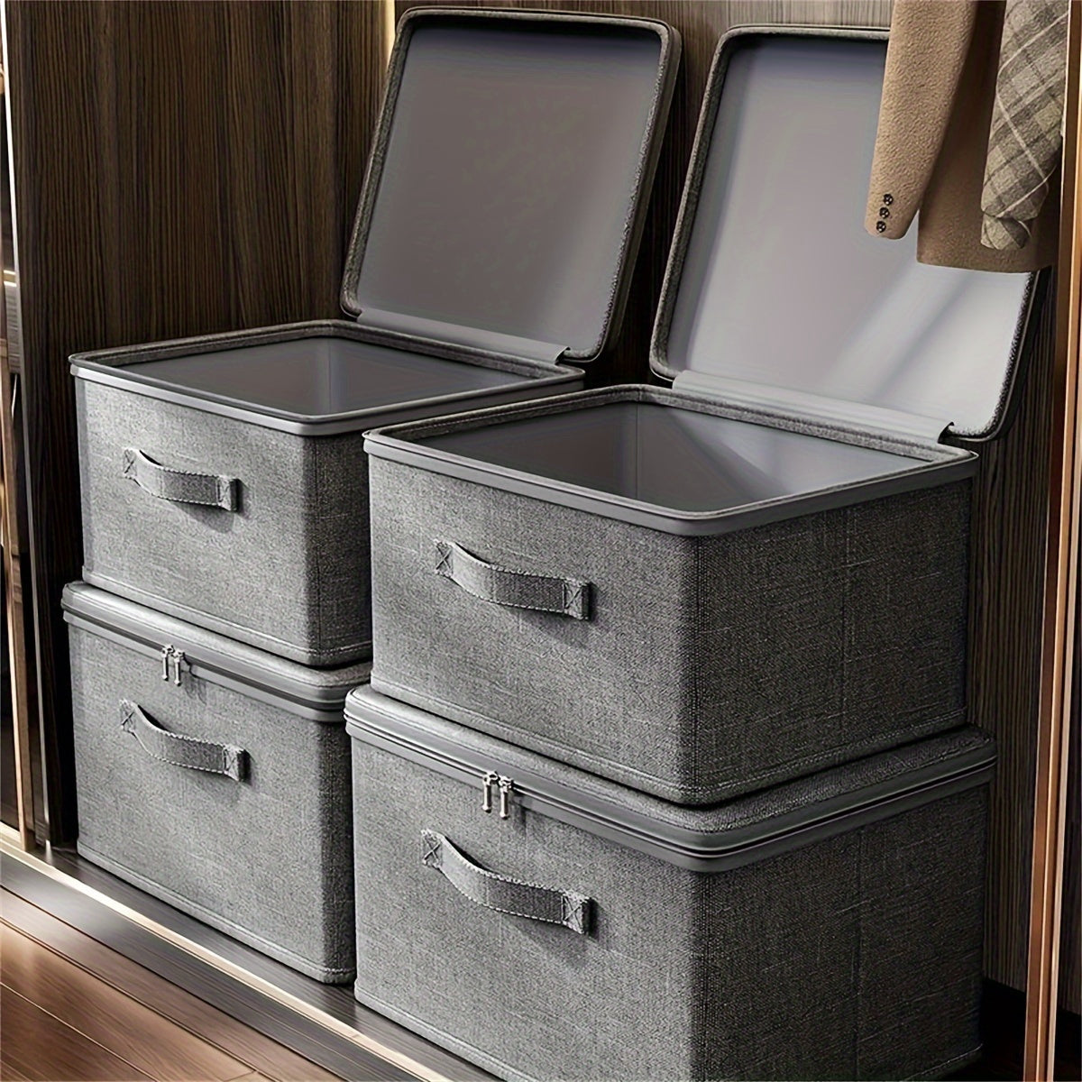 Foldable Fabric Storage Box with Lid: Rectangular, Multi-Purpose, Closet Organizer for Clothes, Office Supplies, And More, Storage Trunks for Home Organization