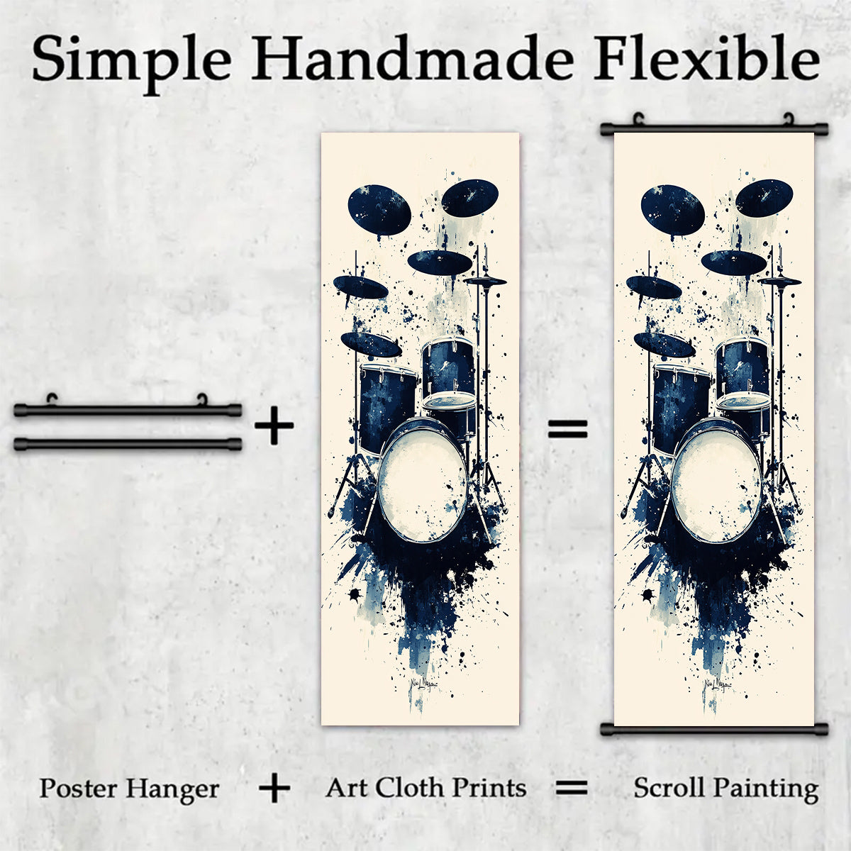 - Set of 3 Black Musical Instrument Canvas Scroll Art - Music Themed Poster for Living Room, Bedroom, Dining Room, Garage, Office, Cafe, Bar, Patio Wall Art - Indoor/ Outdoor Wall Decoration, Waterproof, Odorless, Artwork