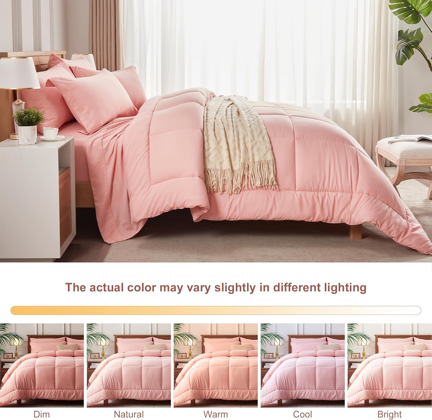 3pcs Solid Colour Checkered Comforter Set - Soft Microfiber, Lightweight, All-Season, Twin/Queen/King Size Bed In A Bag, Quilt Set with Breathable Fabric And Easy Care