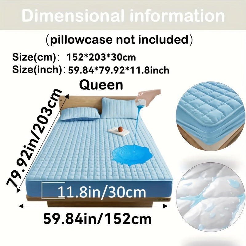 1pc Cooling Waterproof Mattress Protector - Deep Pocket (9-15"), Cooling Technology, Fits Most Mattresses - Machine Washable Bedspread Alternative - Ideal for Home, Hotels, Guest Rooms - Available in White, Light Blue, Navy,