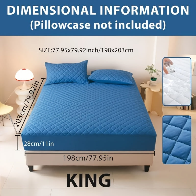 1pc Cooling Waterproof Mattress Protector, Cool And Comfortable, Layered Fitted Sheet, Solid Color Bedding Design, Can Be Used As A Separate Bedspread, 9-15 Inches Deep Pocket, Reusable Nursing Pads, Ideal for Bedroom, Guest