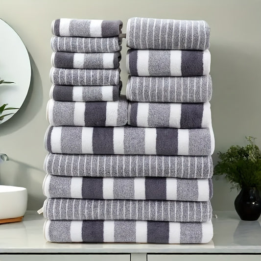 15pcs Coral Fleece Towel Set, Including 5 Face Towels, 5 Hand Towels And 5 Bath Towels, Comfortable Absorbent And Quick Drying Bath Towels, Suitable For Hotels, Sports, Travel, Fitness, Yoga, Ideal Bathroom Supplies, Wash Clo