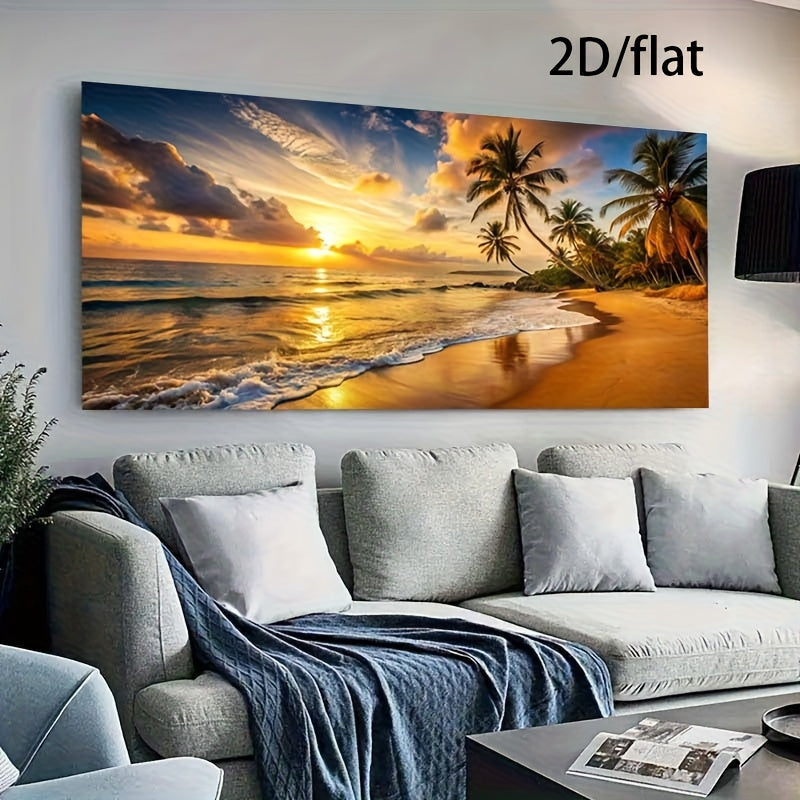 2D/flat 1pc 27.55inch*55.11in/70cm*140cm Frameless Modern The Golden Sunset Canvas Poster for Bedroom and Living Room Decoration Cuadros No Frame