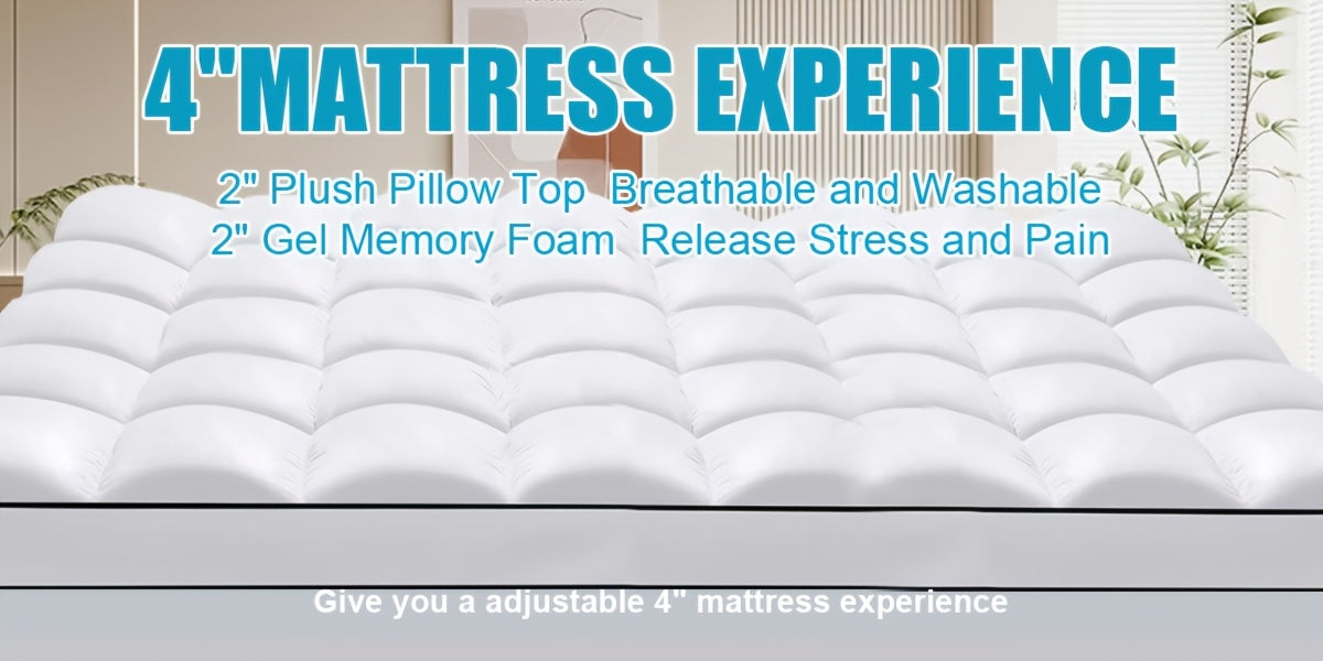 White Extra-Thick Double-Layer Full-Size Mattress Topper with 2-Inch & 2-Inch Down Alternative, 8-21 Inch Deep Pockets, Machine Washable Brushed Fabric, Zipper Closure - Premium Sleep Experience