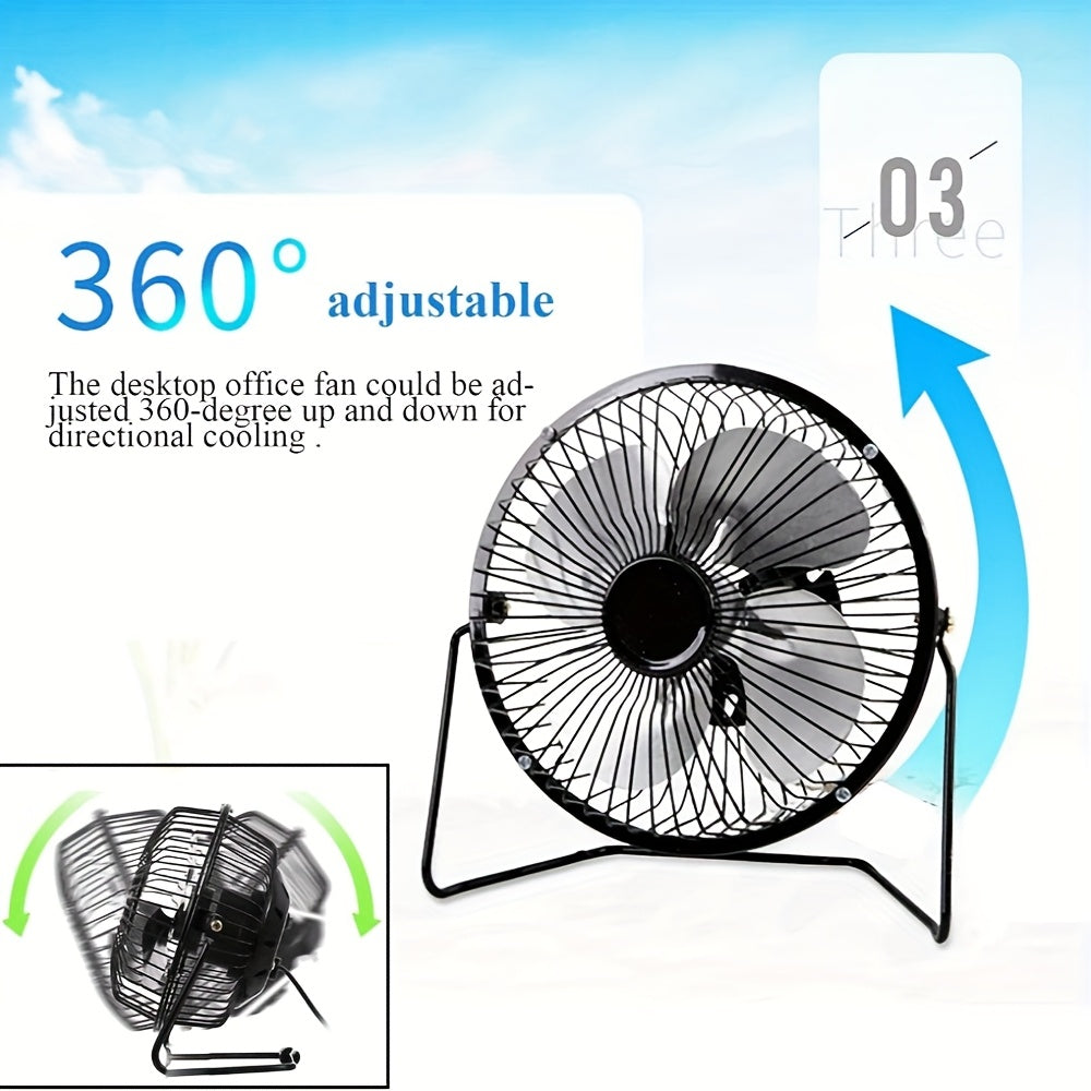 [Quiet Desk Fan] Ultra-Quiet 4-Inch USB Desk Fan | 360° Rotating, Metal Frame, Compact Design, On/Off Button, Ideal for Office, Bedroom, Dorm