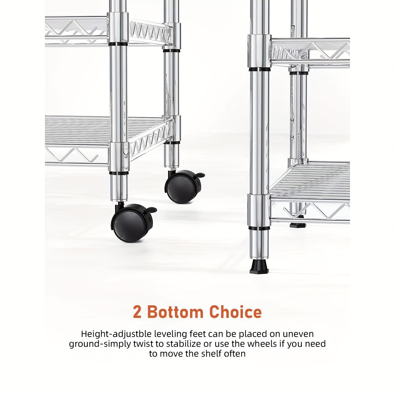HealSmart 3-Tier Heavy Duty Storage Shelves 750Lb Capacity, 24.02" D X 13.78" W X 30" H Shelving Unit for Pantry, Garage, Laundry And Kitchen, Chrome, Standing Shelf