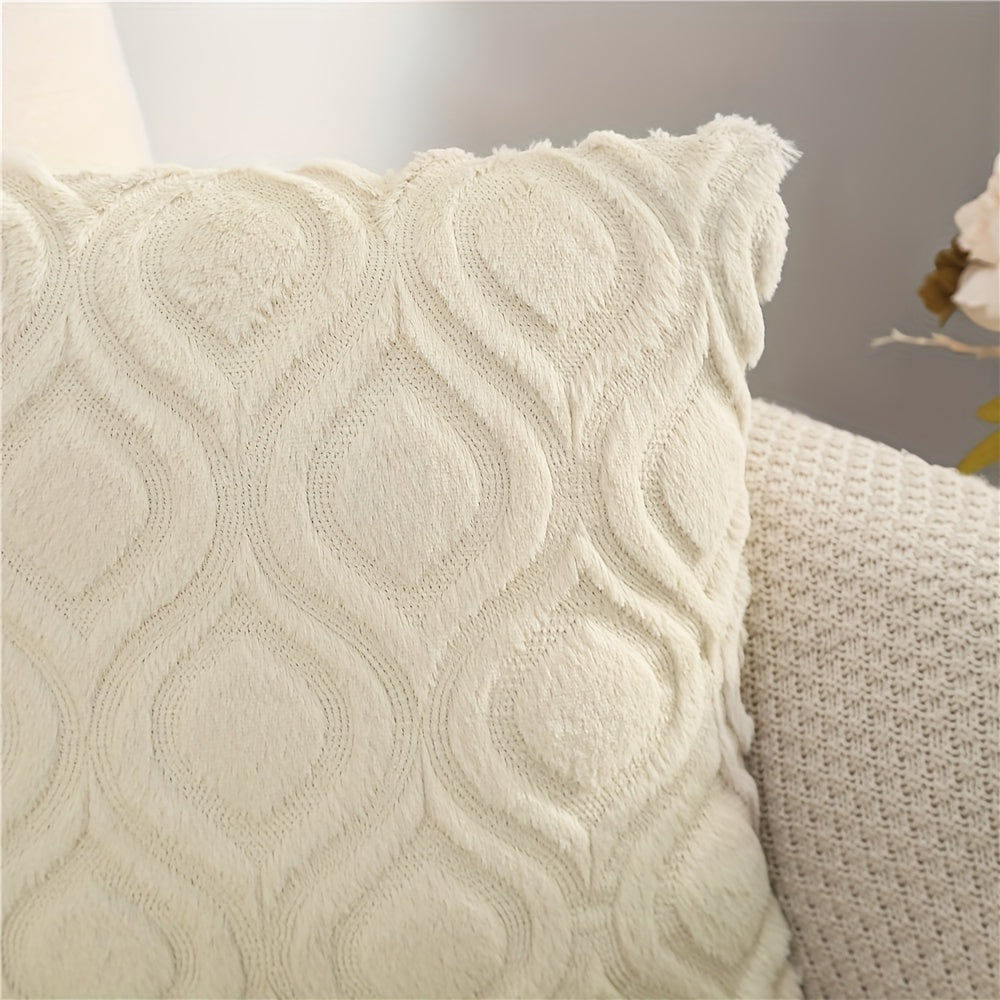2pcs Boho Chic 18x18 Inch Throw Pillow Covers - Luxurious Soft Plush Faux Fleece with Geometric Quilted Pattern, Zip Closure - Machine Washable for Couch, Sofa, Bedroom Decor, Throw Pillows for Couch