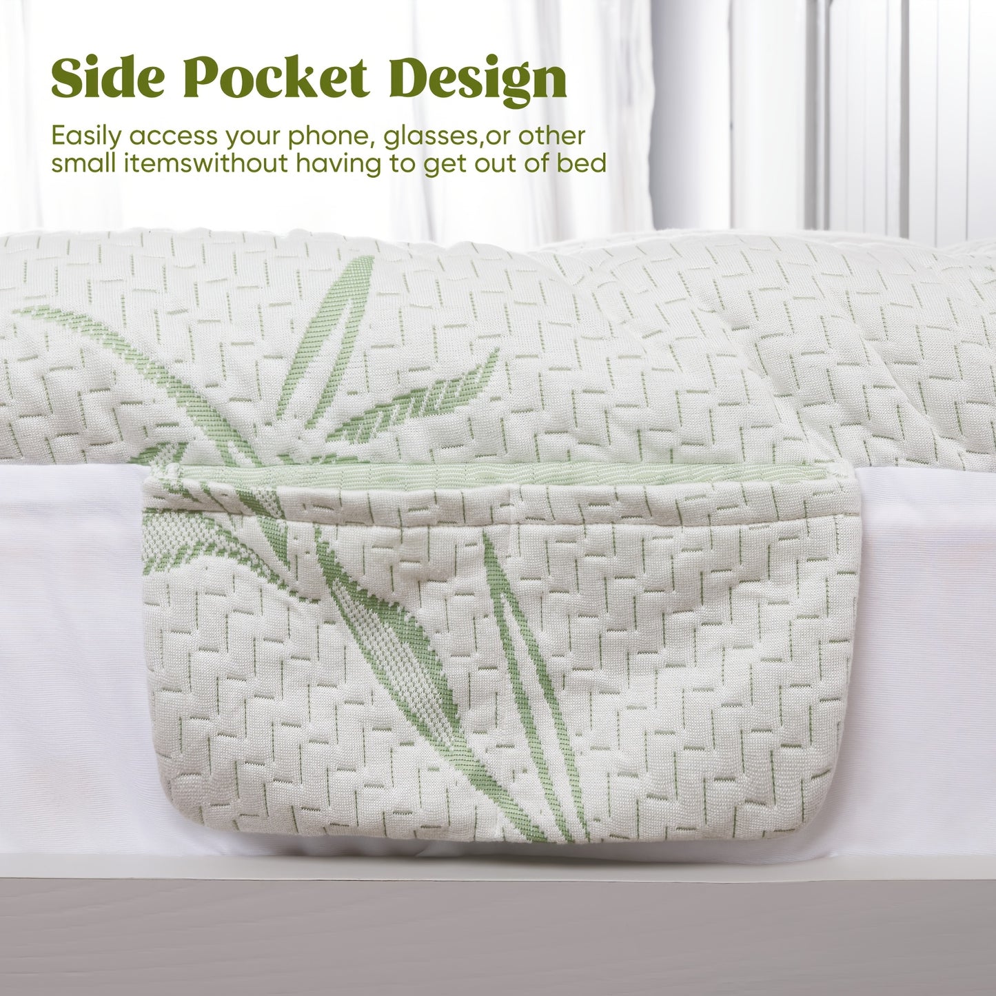 Mattress Topper With PU Waterproof Layer Of Waterproof Mattress Protector, Cooling Extra Thick Breathable Viscose Made From Bamboo Mattress Pad, Soft Quilted Fitted Mattress Cover With 1000 GSM Down Alternative Fill (8-21"Dee