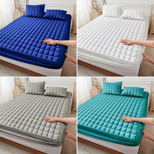 1pc Cooling Waterproof Mattress Protector, Cool And Comfortable, Layered Fitted Sheet, Solid Color Bedding Design, Can Be Used As A Separate Bedspread, 9-15 Inches Deep Pocket, Reusable Nursing Pads, Ideal for Bedroom, Guest