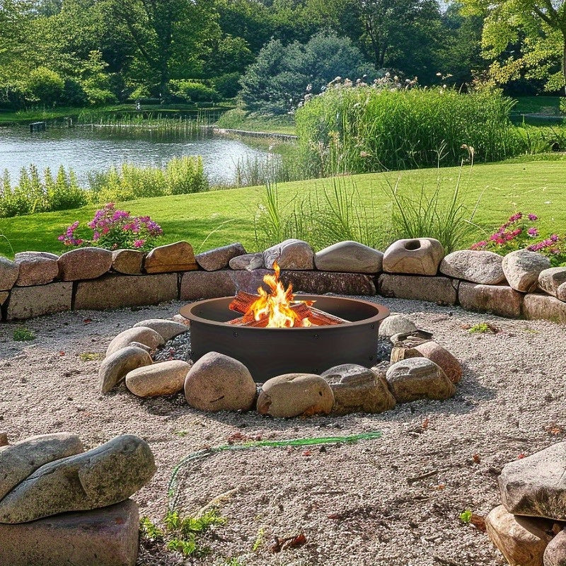 Heavy Duty Metal Fire Pit Ring - 42" Outer/37" Inner DIY Wood Burning Fire Pit for Garden, Yard, Patio, Camping - Rust-Resistant, Easy Installation, Smooth Edges, Perfect for Outdoor Gatherings