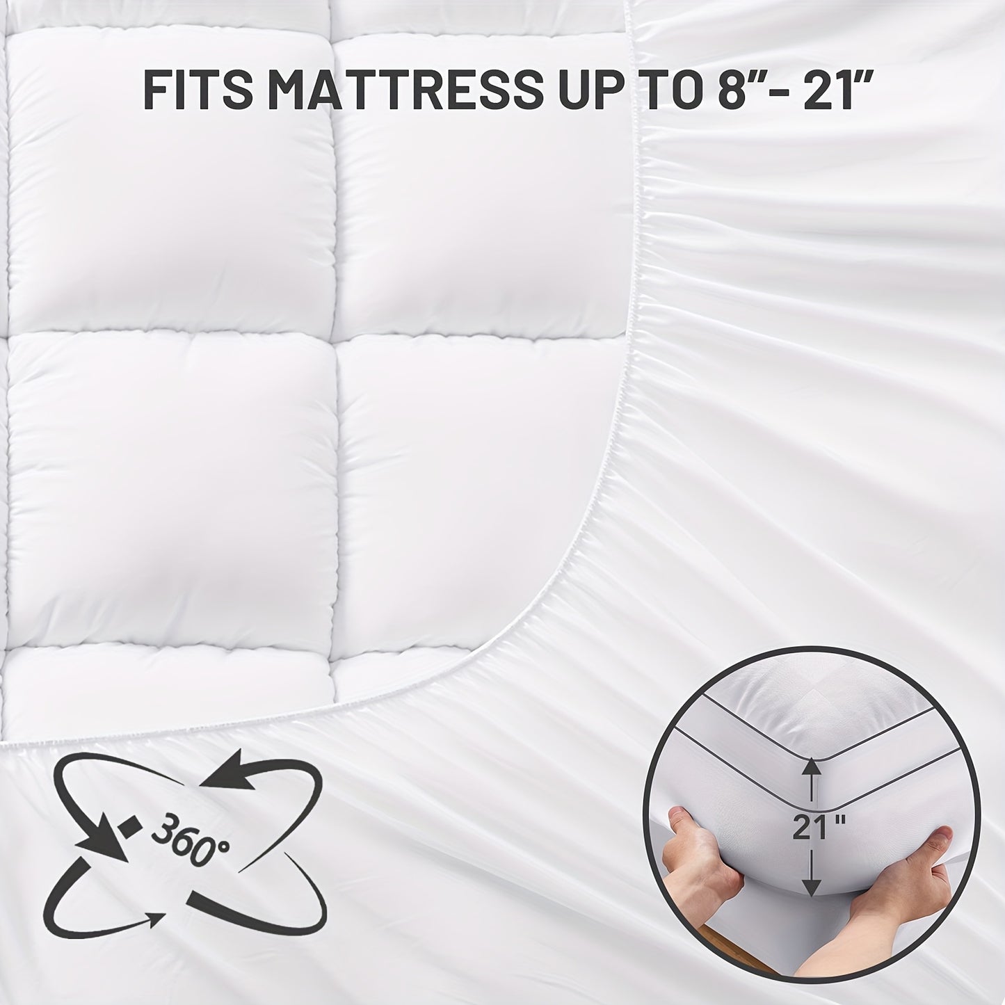 Extra Thick Mattress Pad Cover for Back Pain, Mattress Topper Cooling Mattress Protector with 8-21 Inch Deep Pocket with 1500GSM, Cool Gel Mattress Topper, Pillowtop Mattress Topper Protector Cover, Extra Thick Foldable Mattr
