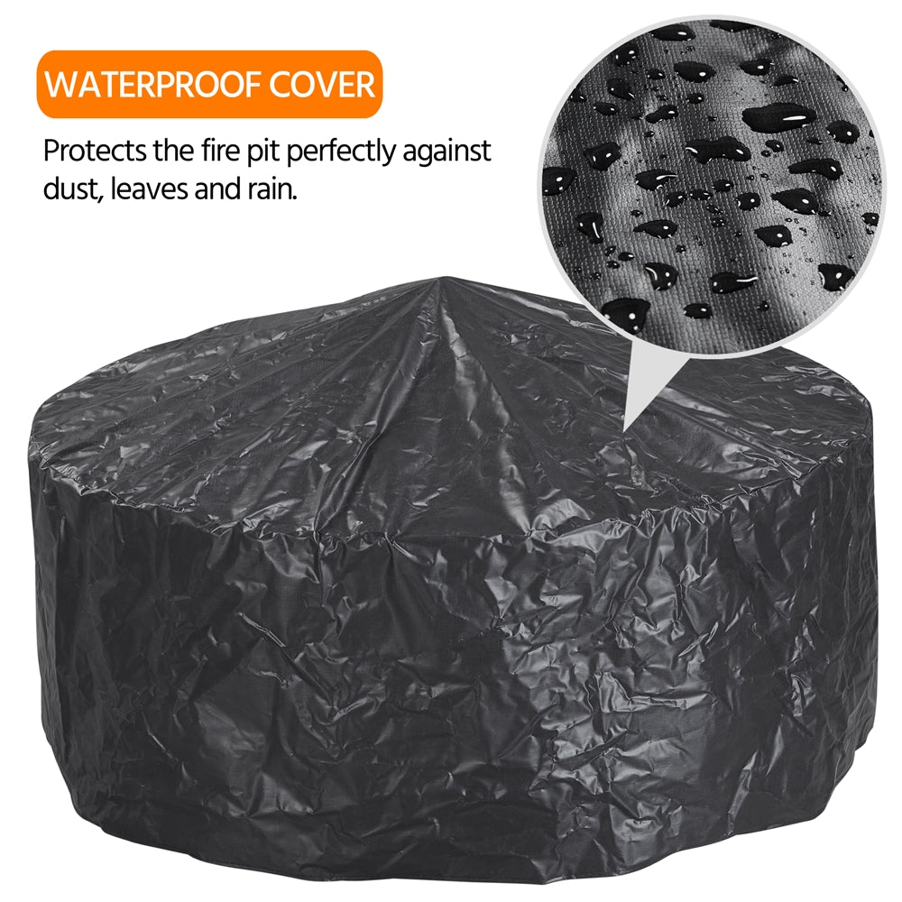 Costoffs Halloween Outdoor Iron Fire Pit Round Metal Outside Firepit with Mesh Screen Poker Rain Cover for BBQ/ Patio/ Backyard, Bronze