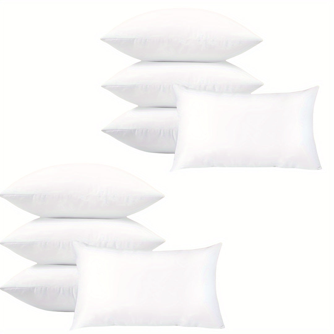 18x18 Inch Premium Soft Fluffy Throw Pillow Inserts Set of 8 - Machine Washable, 100% Polyester Fiber Filling, All-Season Multipurpose Decorative Pillows for Sofa, Living Room, Bedroom