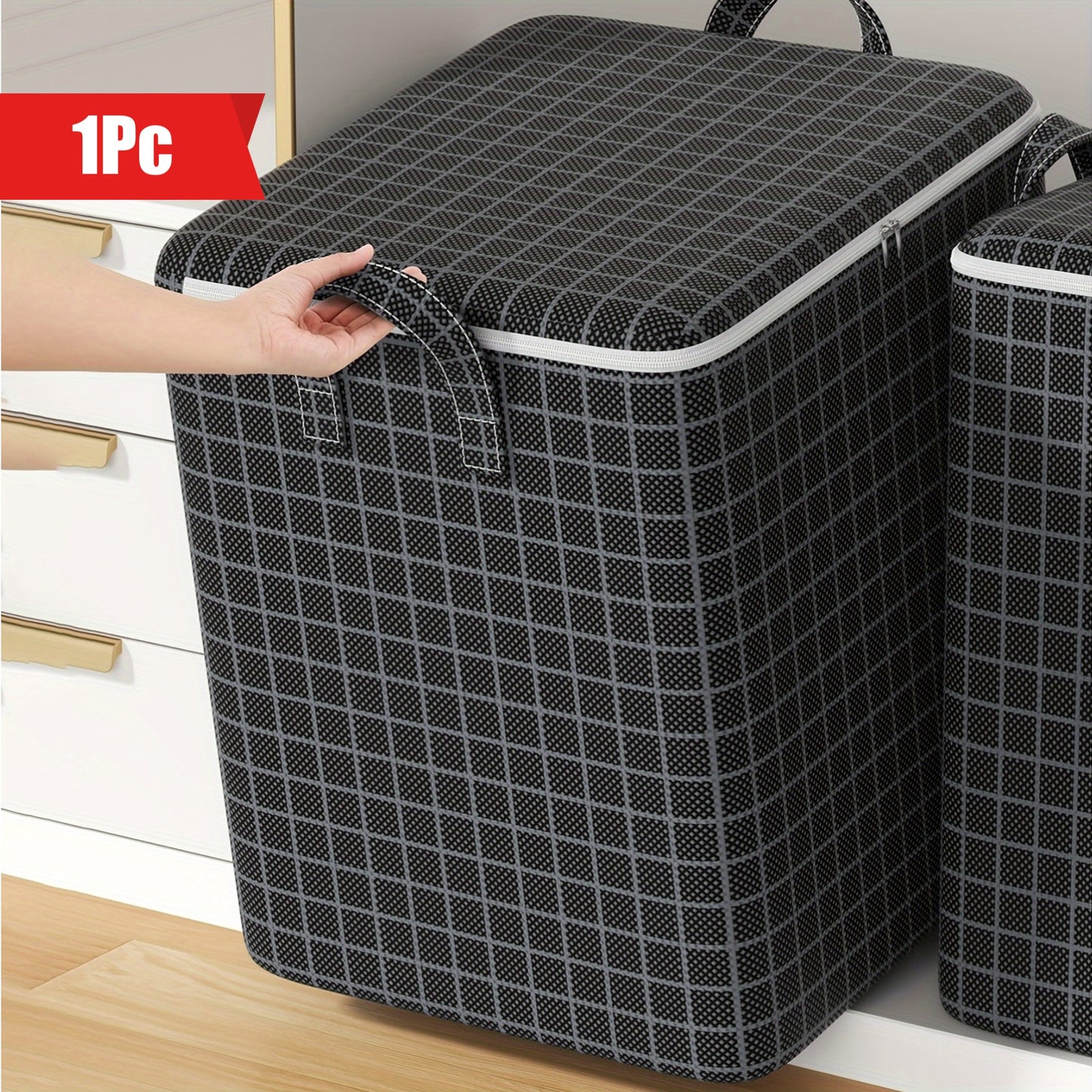 1pc Large Capacity Storage Bag, YOUFEN Brand, Unfinished Fabric, Foldable for Blankets, Quilts, Clothes, Toys, Books, 27-inch Height, 3.2 Cubic Feet, Home Organization