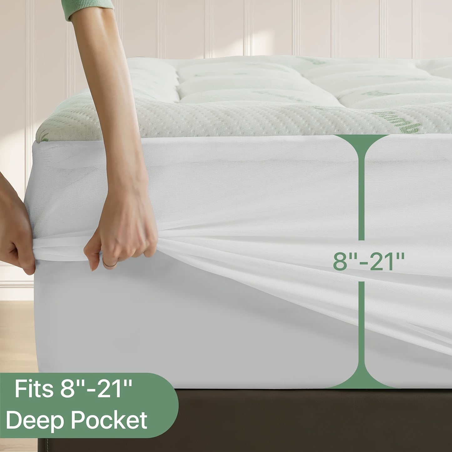 Mattress Topper Cooling Extra Thick Mattress Pad Cover With 8-21 Inch Deep Pocket, Plush Pillow Top Mattress Topper Overfilled With Down Alternative