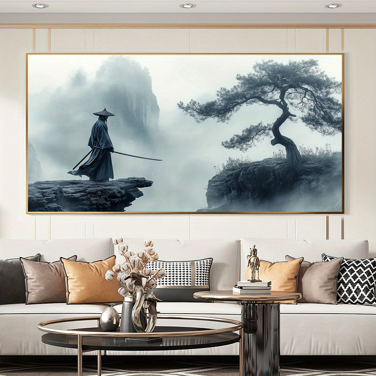 2D Flat, [2D FLAT] 1pc Unframed Canvas Poster, Japanese Swordsman Painting, Art Style, Canvas Wall Art, Artwork Wall Painting for Halloween Christmas Gift, Bedroom, Office, Living Room, Cafe, Bar, Wall Decor, Home Decoration,