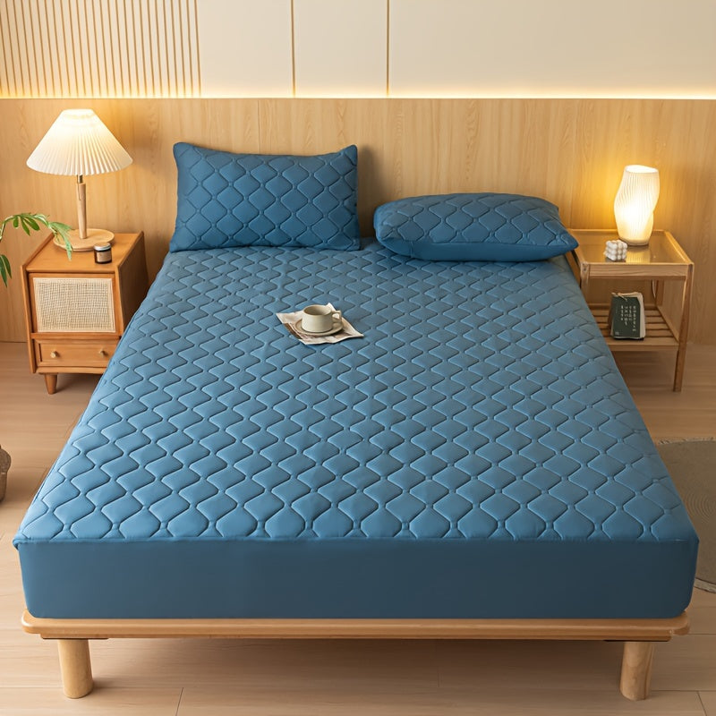 [Waterproof Mattress Protector] Waterproof Mattress Protector | 1pc Embossed Design, Quiet Fitted Sheet, Thickened Cover - Single Size 11.8" High, Multi-Size for Twin/Full XL/King Beds - Excludes Pillowcases & Insert