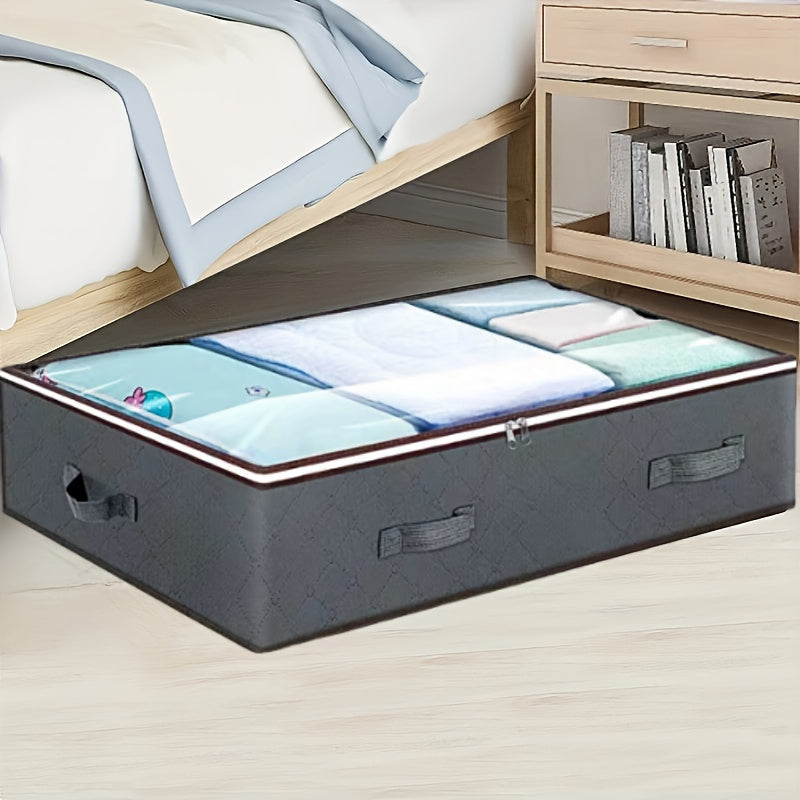 1pc Foldable Under Bed Storage Bag With Handles & Visible Window, Large Capacity Storage Containers For Clothes, Books, Toys, Bedding, Household Space Saving Organizer For Under Bed, Closet, Wardrobe, Bedroom, Dorm, Bedroom A