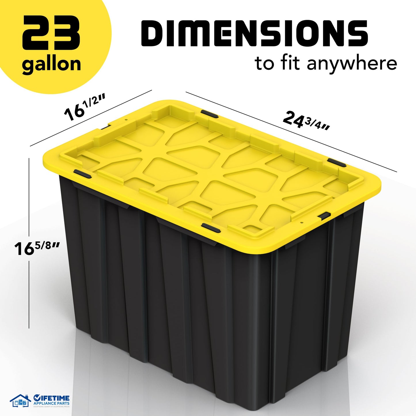 4pcs 17 Gallon/4pcs 23 Gallon/8pcs 12 Gallon Plastic Storage Bin Tote Organizing Container with Ultra Durable Secure Latching Lids, Stackable, Extra Strength Clear with Built In Handle - Black And Yellow