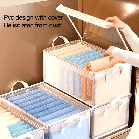 A Set of 5pcs Foldable Bed Bottom Storage Box with Lid - Durable Clothing Container with Detachable Lining, Stackable High Quality, Suitable for Pants, T-shirts, Socks, and Accessories