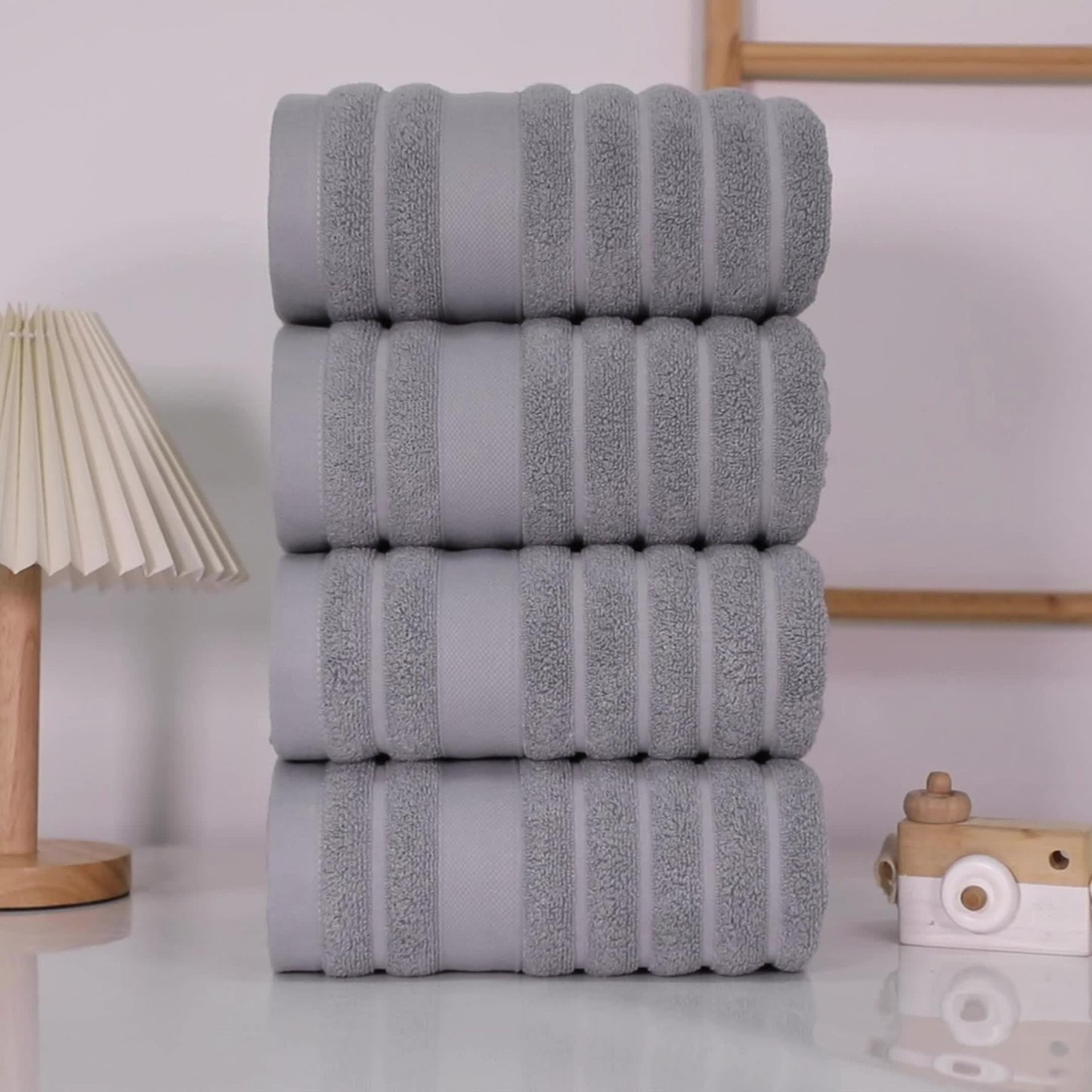 12pcs Cotton Towels Set, 4 Washcloths + 4 Hand Towels + 4 Bath Towels, Bath Line Sets, Festive Bathroom Decor And Gift, Travel Essential ItemsStripe, 400GSM, Quick-drying, Soft And Comfortable, Bathroom Accessories, Towel For