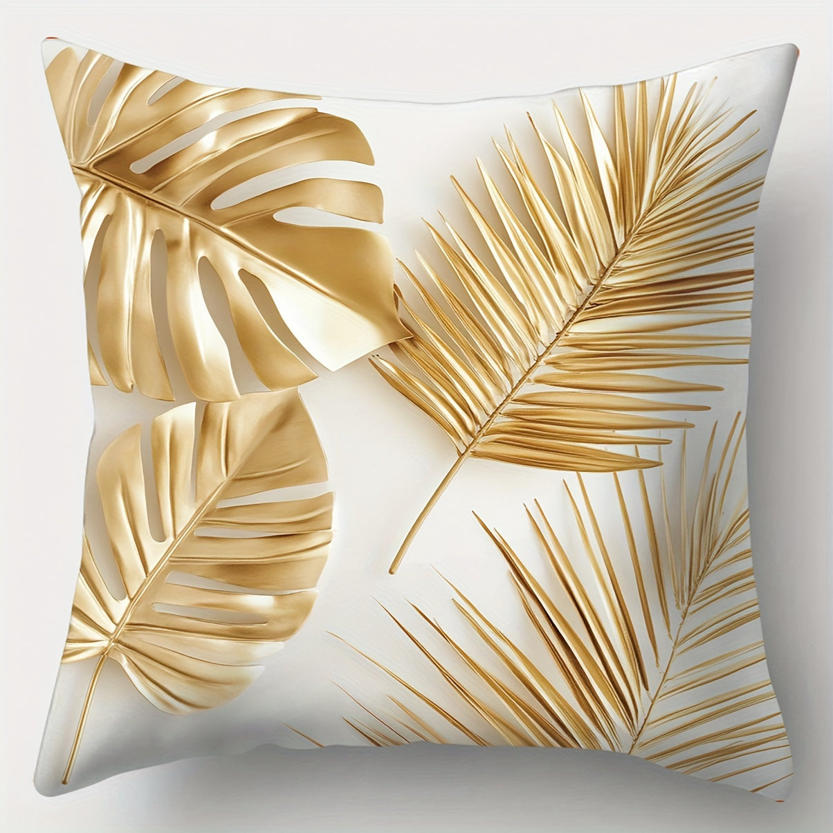 4pcs Golden Leaf Pattern Delicate Texture Pillowcase, 17.72 x 17.72 inches, Room Decoration, Office Decoration, Living Room Decoration, Sofa Decoration, Without Pillow Core