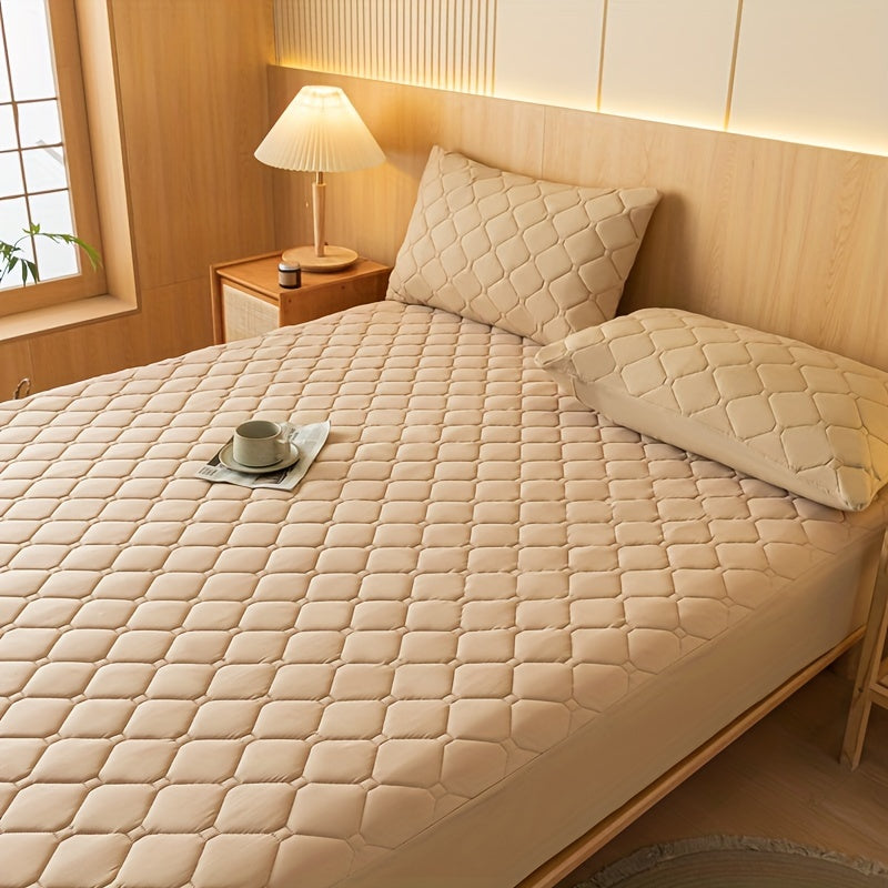 [Waterproof Mattress Protector] Waterproof Mattress Protector | 1pc Embossed Design, Quiet Fitted Sheet, Thickened Cover - Single Size 11.8" High, Multi-Size for Twin/Full XL/King Beds - Excludes Pillowcases & Insert