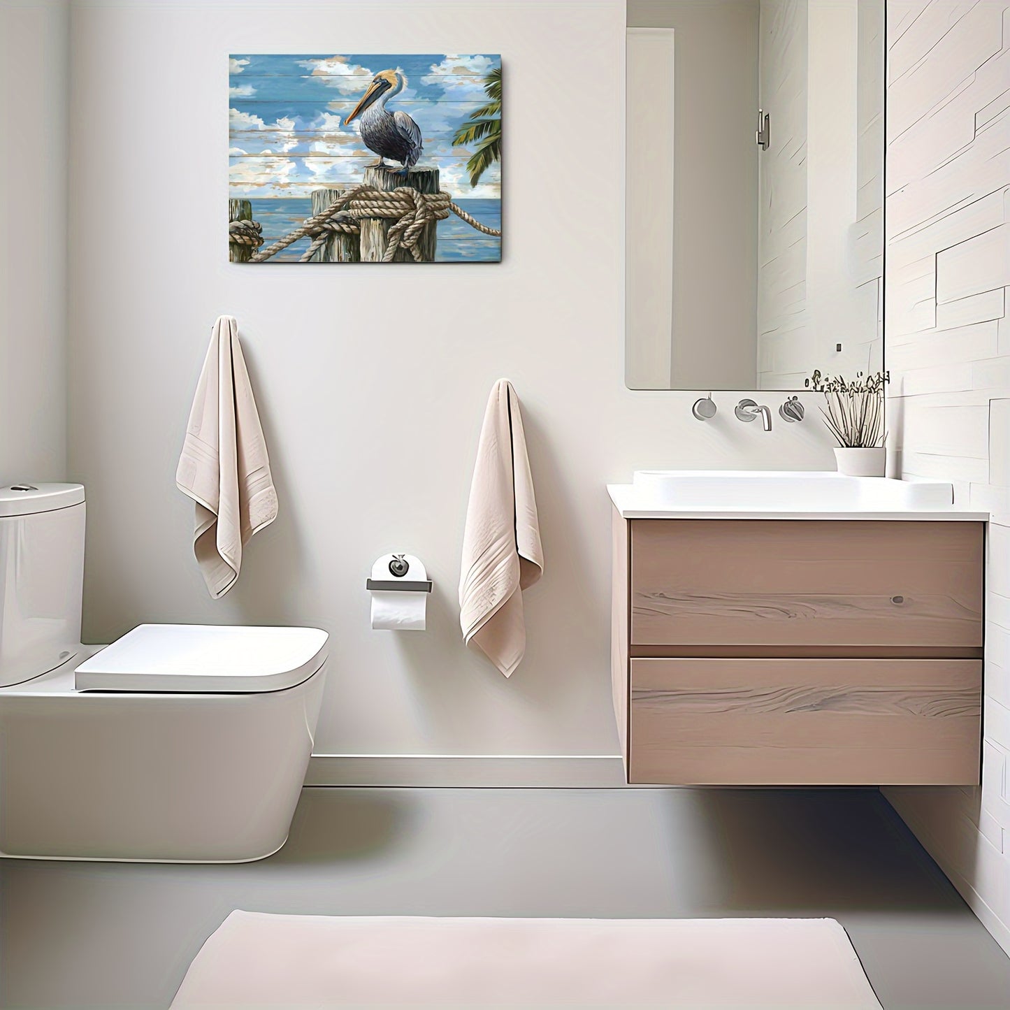 Wooden Framed 11.8x15.7 inches Canvas Wall Art - Charming Pelican Print for Home & Office Decor, Perfect Gift for Any Occasion