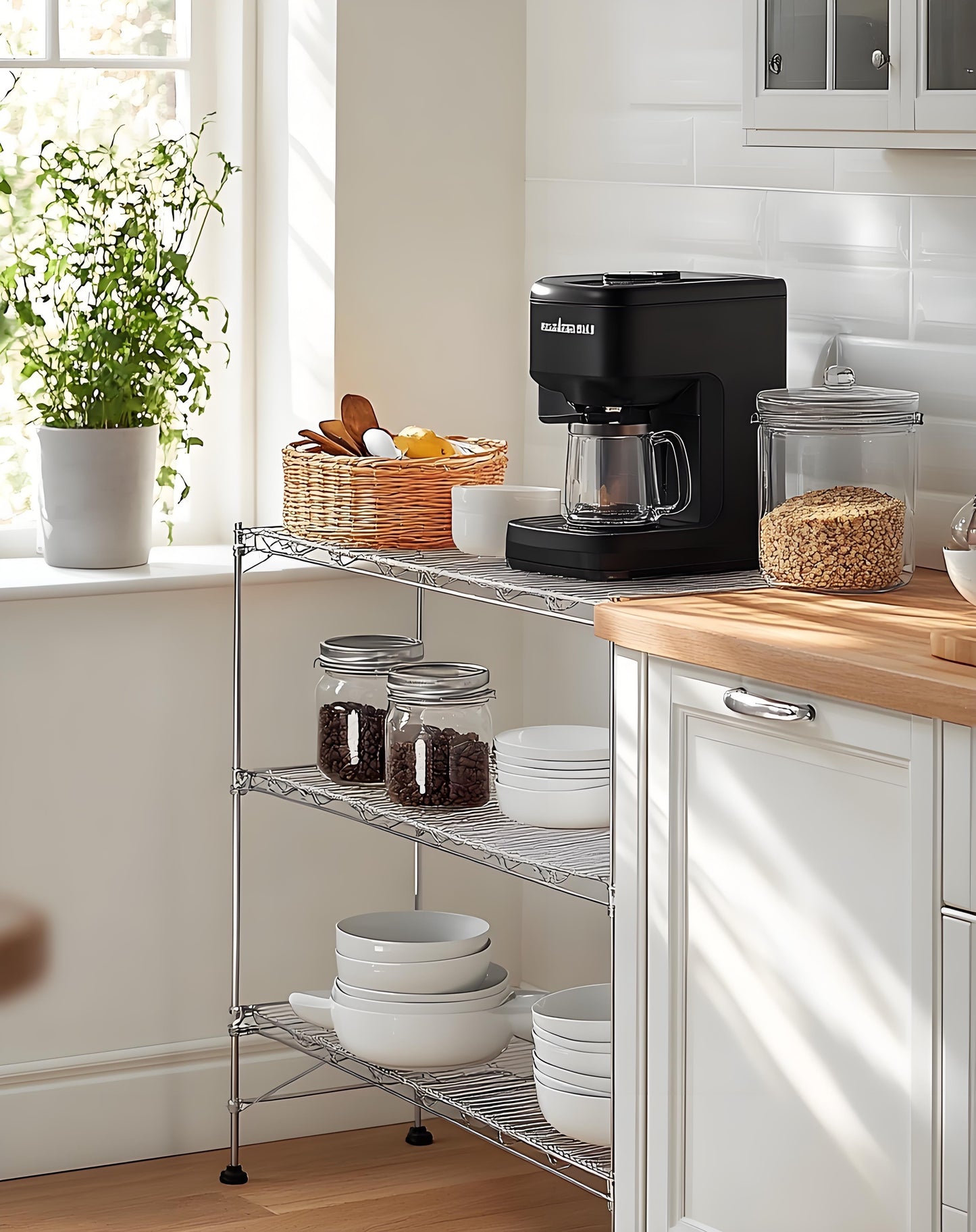 Simple Deluxe Heavy Duty 3-Shelf Adjustable Steel Wire Shelving Unit with Wheels, Chrome Finish - 13.8"W x 23.6"D x 40.5"H, 750 lbs Capacity, Easy No-Tool Assembly for Kitchen, Pantry, Garage, or Office Organization, Kitchen