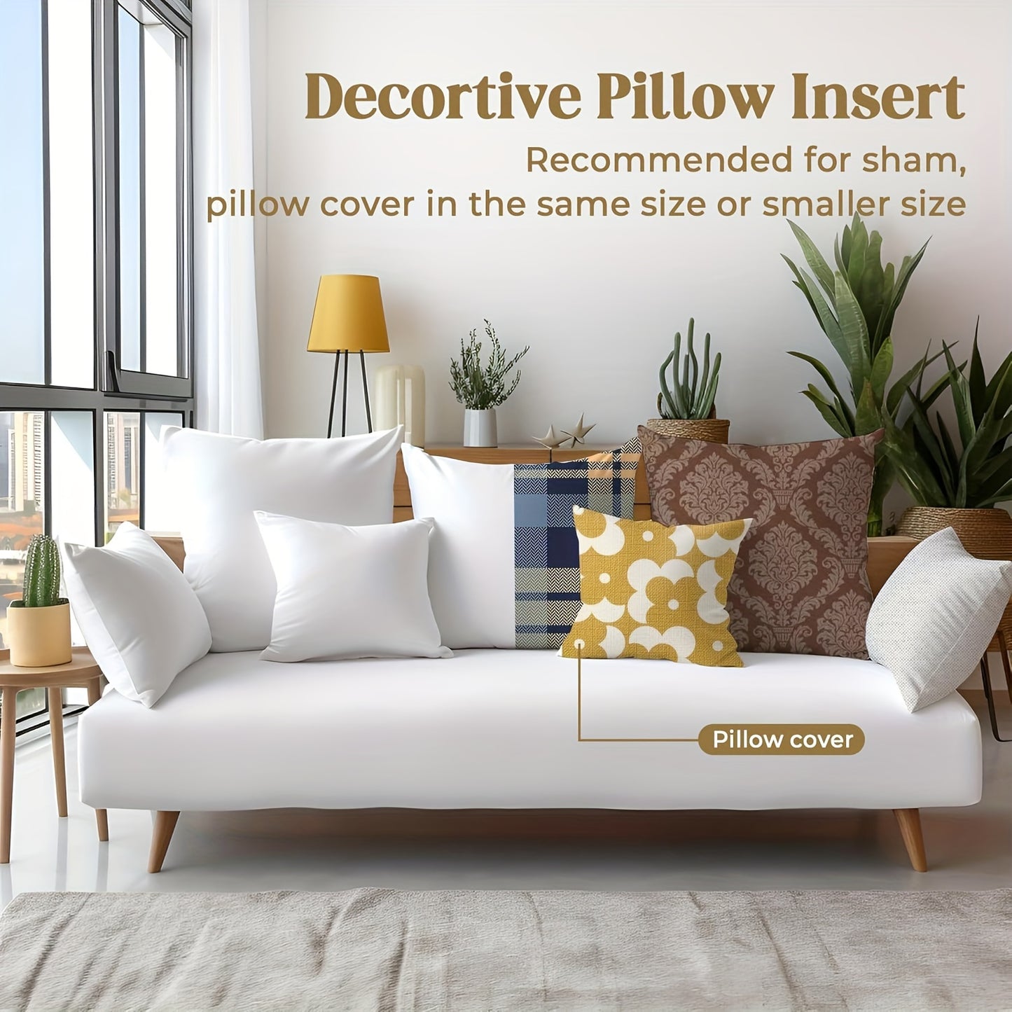18x18 Inch Premium Soft Fluffy Throw Pillow Inserts Set of 8 - Machine Washable, 100% Polyester Fiber Filling, All-Season Multipurpose Decorative Pillows for Sofa, Living Room, Bedroom