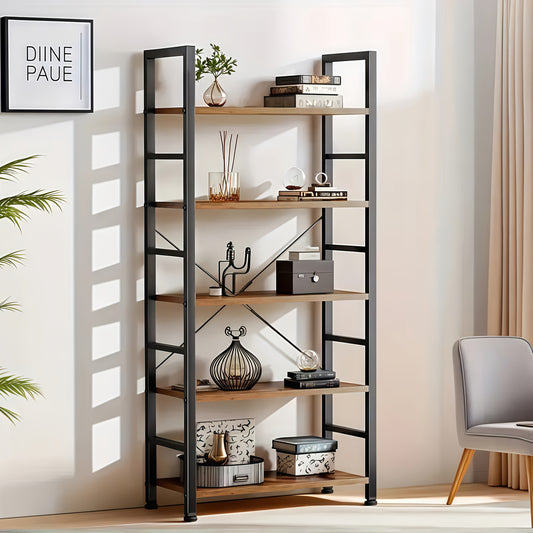 Metal Storage Rack, 5-layer Heavy-duty Garage Rack, Home Office Bookshelf, Bedroom Kitchen Living Room Freestanding Industrial Style Storage Rack