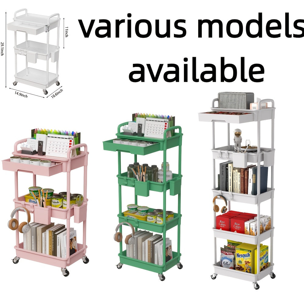 Practical Tool Rolling Cart with Drawers, Mobile Utility Cart with Lockable Casters, Storage Rack Organizing Cart, Easy to Assemble, Suitable for Homes, Bathrooms, Kitchens, Offices, Workshops, And Courtyards. Box, Cabinet, R