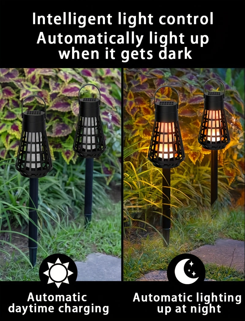 1pc or 4-in-1/8-in-1 Solar-Powered Outdoor Flame Effect Lantern - IP44 & Windproof, Multi-Functional Hanging/Table/Wall/Ground Lighting with Flickering Flame Effect, Energy-Efficient LED Bulb for Camping, Garden, Patio, Balco