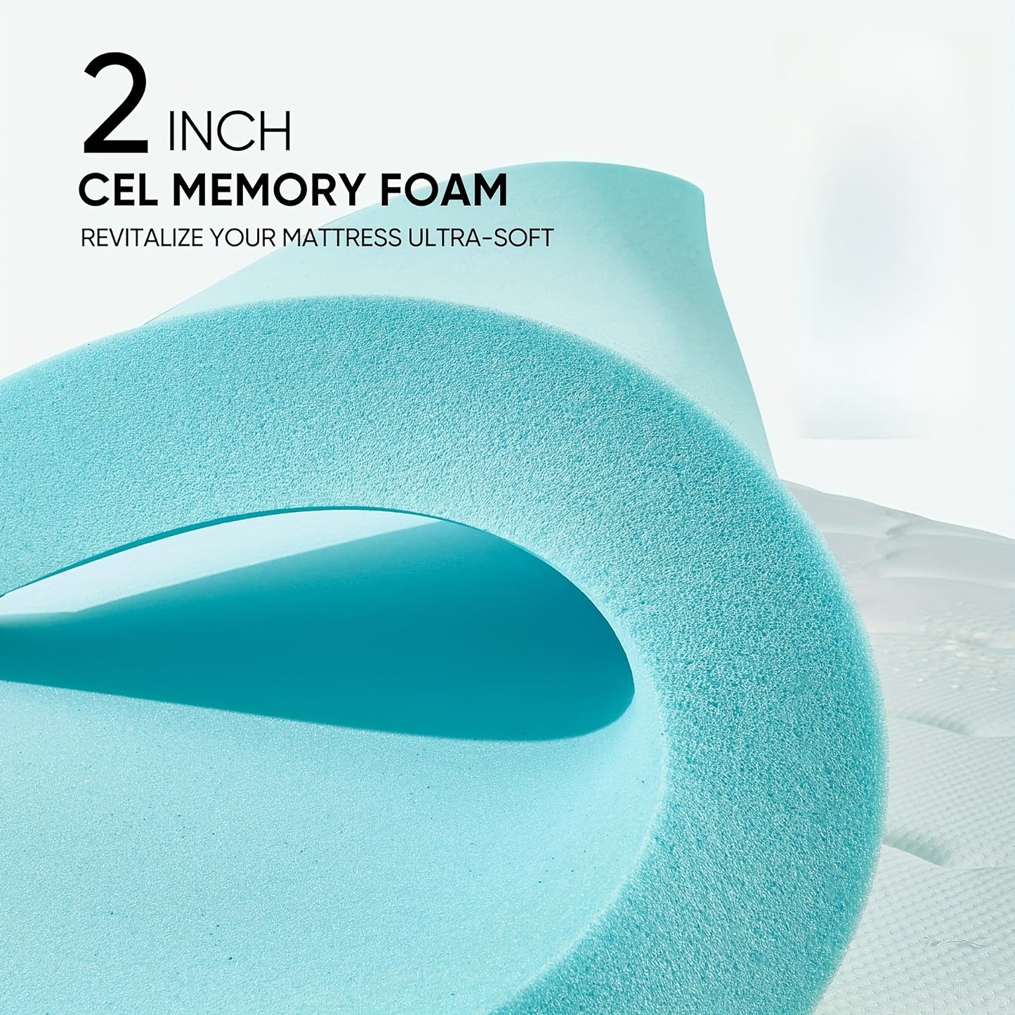 Memory Foam Mattress Topper, Dual Layer Mattress Pad, 2 Inch Gel Memory Foam Plus 2 Inch Pillow Top Cover With 8-21 Inch Deep Pocket