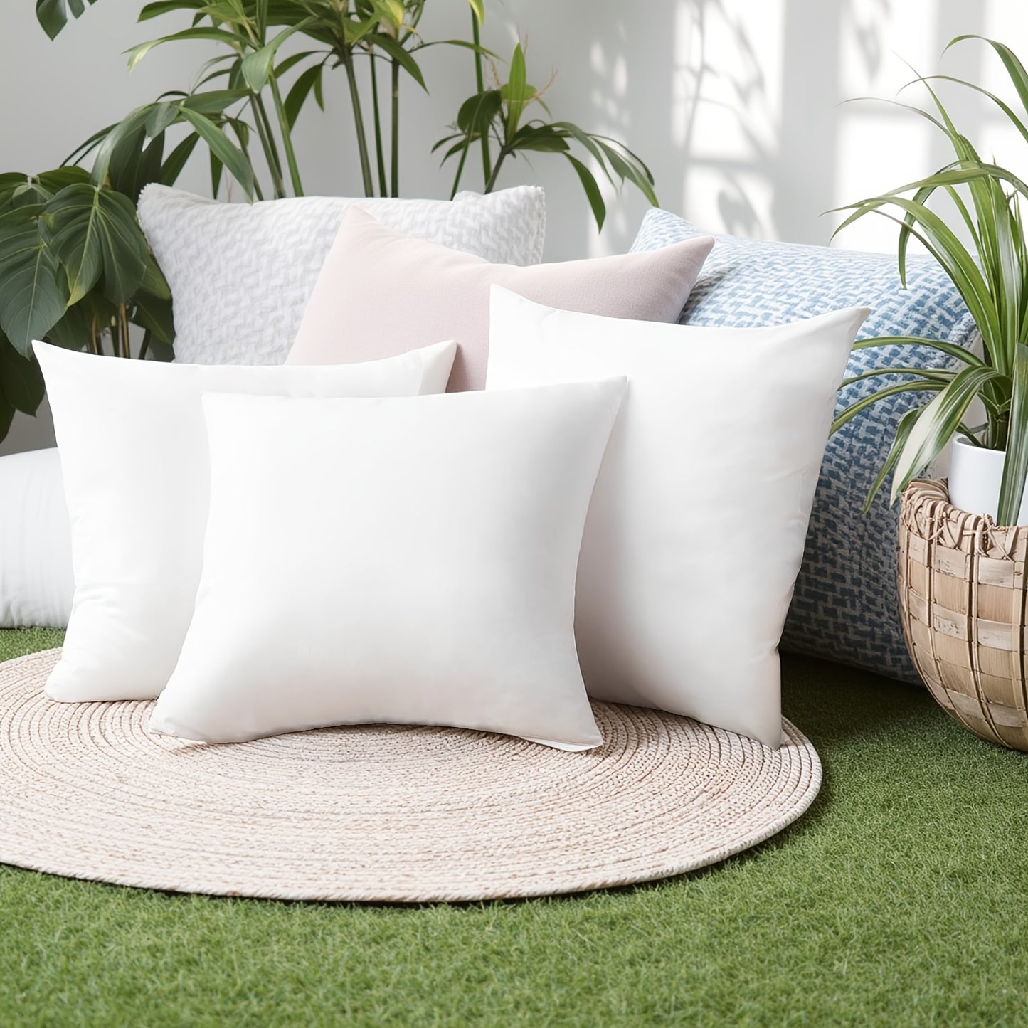 Decorative Square Pillow Inserts For Outdoor & Indoor Use - Premium Couch, Patio, And Picnic Weatherproof Cushion Filling