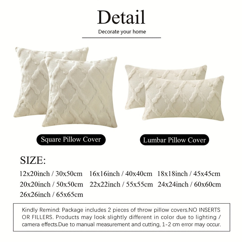 Set of 2 Bohemian Chic Velvet Throw Pillow Covers - Soft, Machine Washable, Woven Zipper Closure, Geometric Pattern Design - Decorative Cushion Covers for Living Room, Bedroom, and Outdoor Spaces