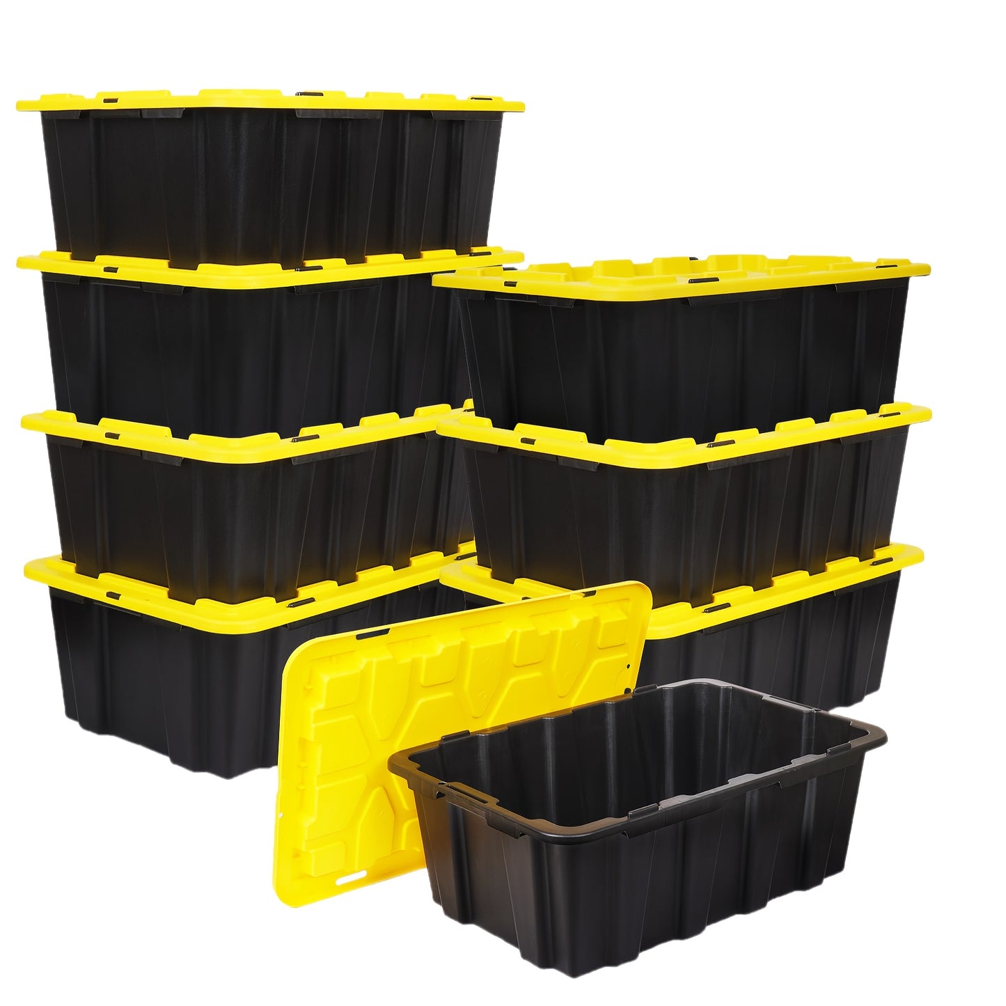 4pcs 17 Gallon/4pcs 23 Gallon/8pcs 12 Gallon Plastic Storage Bin Tote Organizing Container with Ultra Durable Secure Latching Lids, Stackable, Extra Strength Clear with Built In Handle - Black And Yellow