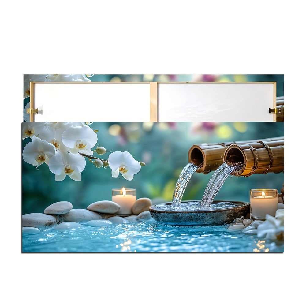 [Serene Canvas Art] 20x40 Inches Large Framed Canvas Wall Art | Serene White Pebble Design with Candlelit Ambiance, Ideal for Home, Office, Bedroom, Living Room Decor, Tranquil Room Accent, Candlelit Scene, Realistic Stone Te