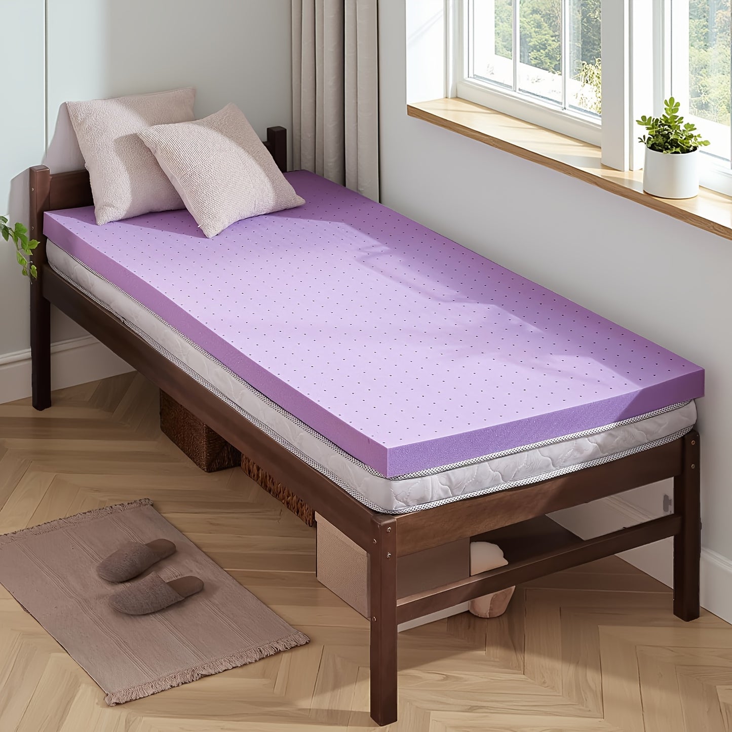 2 Inch Gel Memory Foam Mattress Topper Ventilated Soft, Breathable Bed Topper, Twin Size