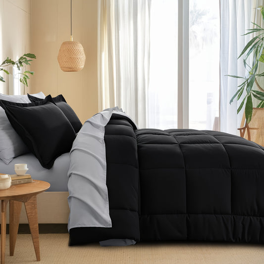 7pcs Ultra-Soft Bed In A Bag, Down Alternative Bedding Sets with All Season Quilted Comforter, Flat Sheet, Fitted Sheet, Pillowcases - Gifts for The Family And Friends, RUIKASI, Machine Washable, Polyester 100, Acrylic 15, Sa
