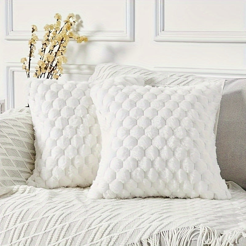 Yaertun Black Friday/Christmas 2-pack, Super Soft And Comfortable Decorative Pillow Cover, Silky Plush Luxury Cushion Cover, Double-sided Full Surround 18*18/20*20in, Artificial Rabbit Fur Pillow Cover, Warm, Soft And Skin-fr