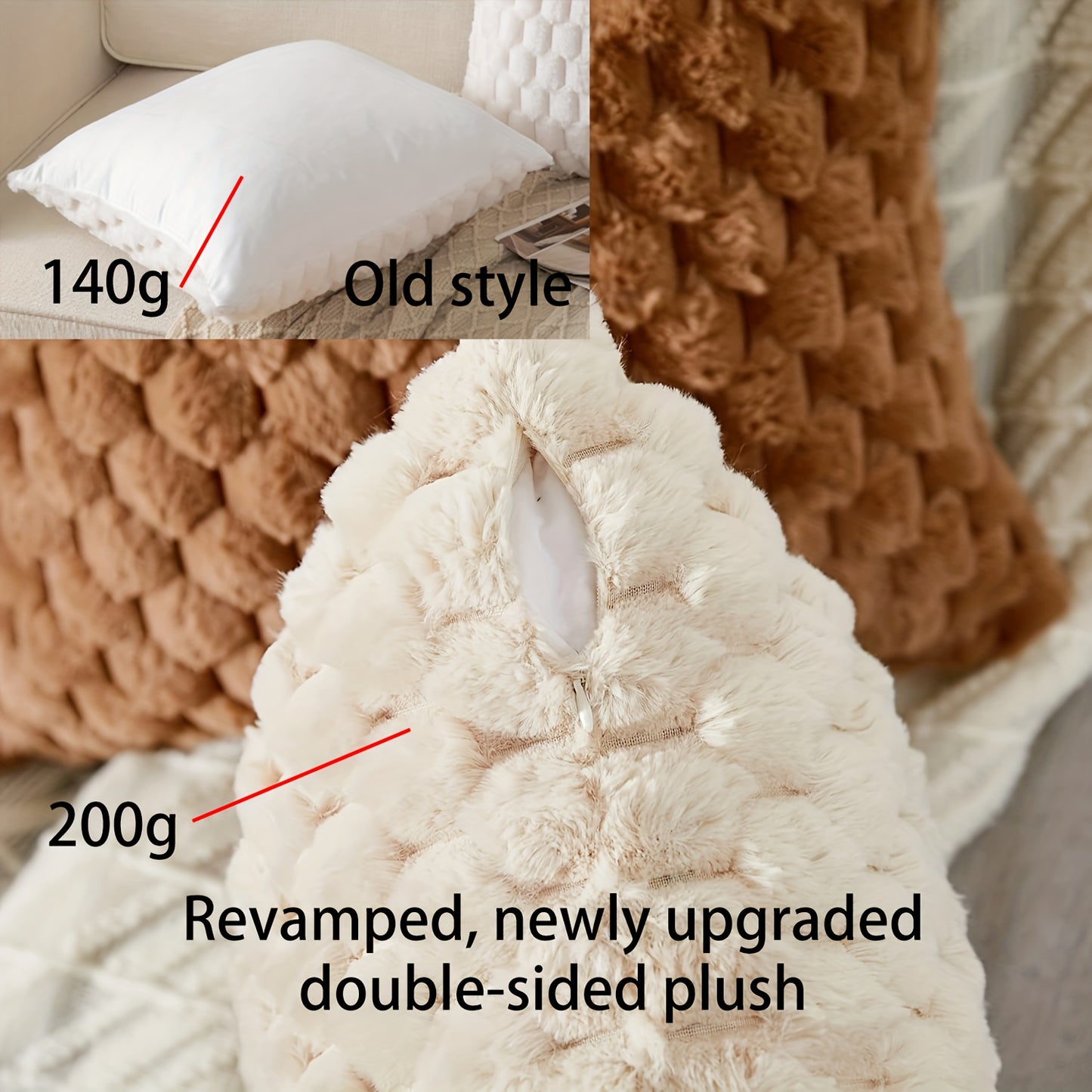 Yaertun Black Friday/Christmas 2-pack, Super Soft And Comfortable Decorative Pillow Cover, Silky Plush Luxury Cushion Cover, Double-sided Full Surround 18*18/20*20in, Artificial Rabbit Fur Pillow Cover, Warm, Soft And Skin-fr