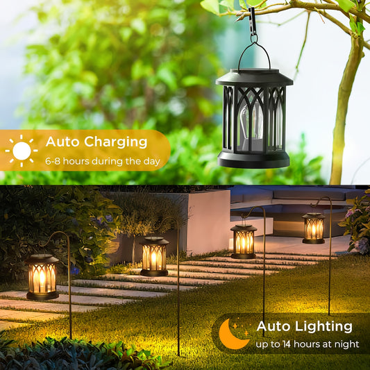 1/2/4 Pack Solar Lanterns Outdoor IPX5 Waterproof, Upgraded Bright Hanging Solar Lights for Outside, Solar Powered Lanterns Lighting LED for Garden Patio Yard, Valentine'S Day, Mother'S Day Decorative (Warm Light), Solar Outd