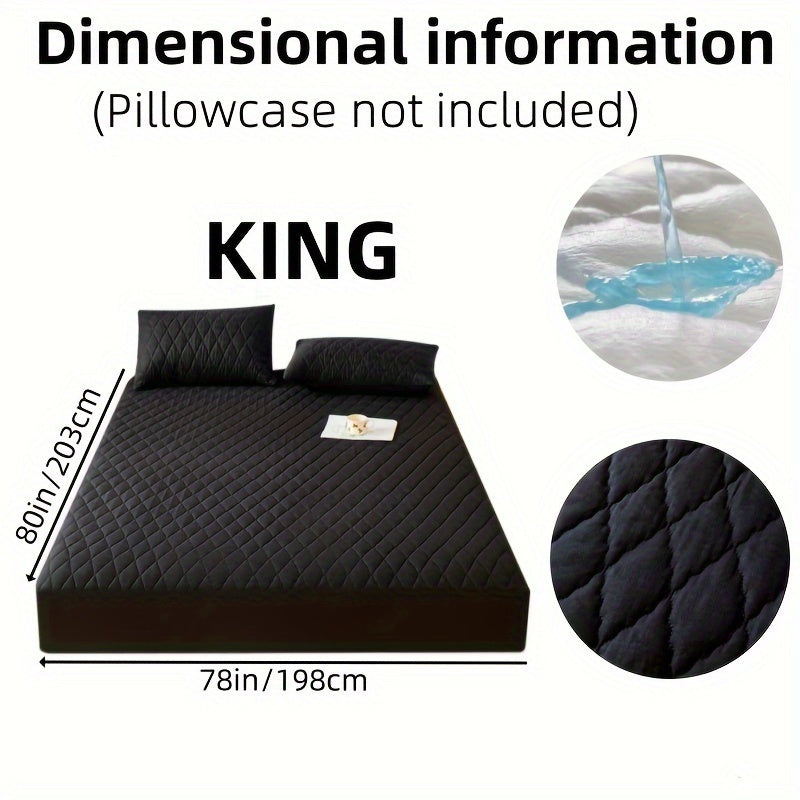 Waterproof Mattress Protector - Super Soft Quilted Polyester, Gray Satin Finish, Elastic Fit with Button Snap Closure, Machine Washable for Home & Hotel Use (Pillowcases Not Included), Comfortable Sleeping, Elegant Bedroom St