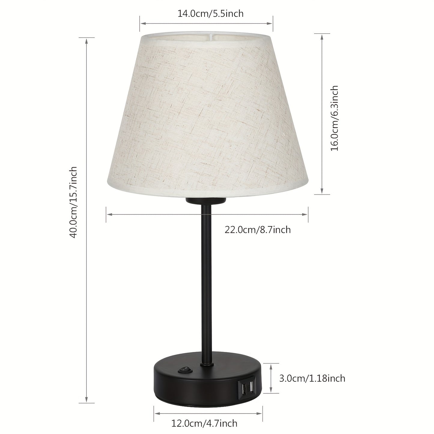Table Lamps Set Of 2 with Dual USB Charging Ports, Modern Bedside Lamps Perfect for Bedroom, Living Room, Study Room