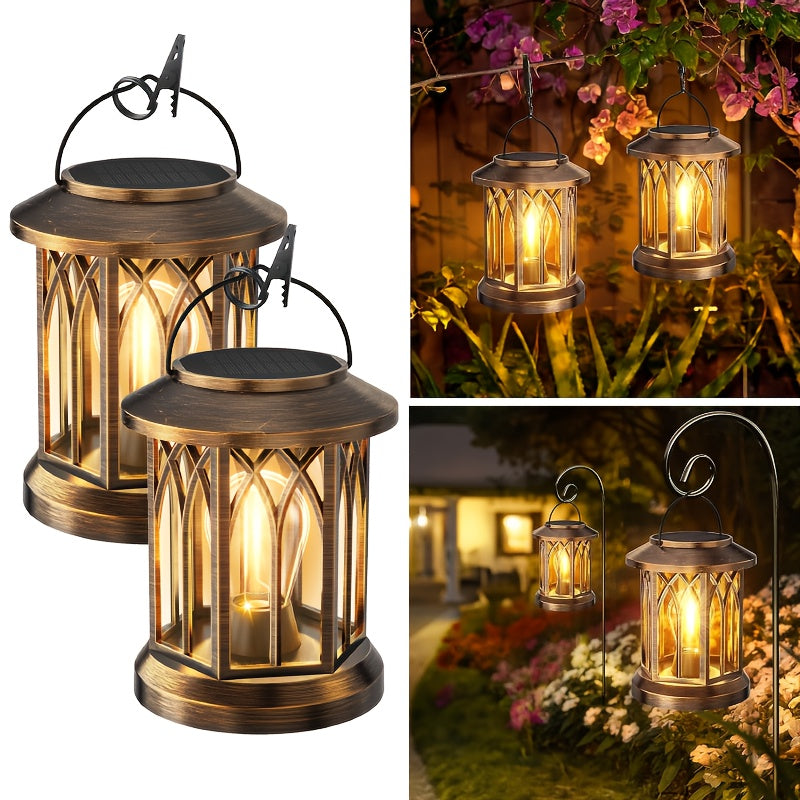 1/2/4 Pack Solar Lanterns Outdoor IPX5 Waterproof, Upgraded Bright Hanging Solar Lights for Outside, Solar Powered Lanterns Lighting LED for Garden Patio Yard, Valentine'S Day, Mother'S Day Decorative (Warm Light), Solar Outd